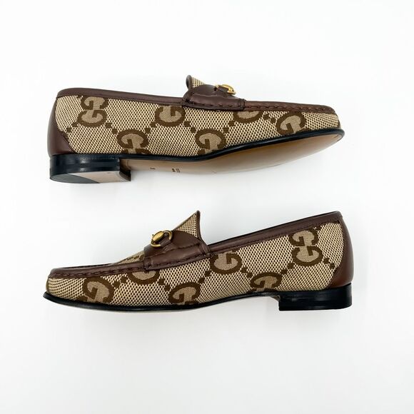 Gucci Horsebit GG Maxi Leather Canvas Loafers Size 38, 8 - Picture 6 of 13